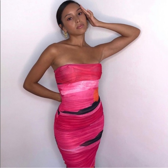 House Of CB ‘Sasha’ Multicolor Strapless Dress NWOT - Picture 6 of 12